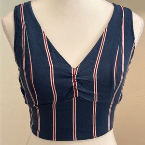 Abercrombie & Fitch Striped V-Neck Crop Top